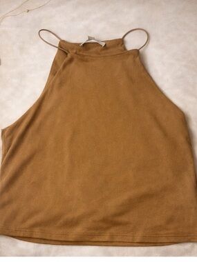 Gaze Basic Brown High Neck Tank Top